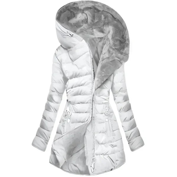 Chaqueta de plumas elegante con capucha extragrande